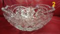 Три кристални купи, бонбониери, фруктиери големи, кръгли, гравюра, снимка 6