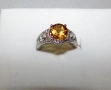 925 сребърен пръстен с цитрин камък 8мм, подходящ за подарък, снимка 1