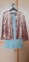Комплект сива Дантела рокля-туника и блуза бежова с дълъг ръкав, плюшена, снимка 1