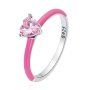 Сребърен пръстен Pink Crystal Heart, снимка 1