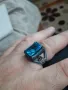 Мъжки бутиков сребърен пръстен с огромен аквамарин, снимка 16