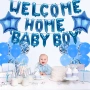 Декорации за момченце "WELCOME HOME BABY BOY" - 38 броя сини фолийни балони със звезди, снимка 5