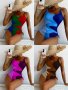 Дамски цял бански костюм с шнурове Colorblock, 4цвята - 023, снимка 1 - Бански костюми - 41472280