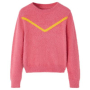 Детски плетен пуловер, старо розово, 140（SKU:14757