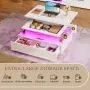 Холна маса с регулируема височина и LED осветление – бяла, снимка 5