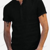 Мъжка памучно ленена риза с яка и къс ръкав, 6цвята - 023, снимка 6 - Ризи - 41082449