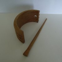 № 6975 стара дървена шнола за коса   - размер 8 / 4 см , игла 13 см, снимка 3 - Други ценни предмети - 40654566