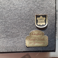 поставка за химикалка за бюро Лауфер Läufer Германия естествена кожа, цвят черен, ръчна изработка, снимка 3 - Други ценни предмети - 36325167