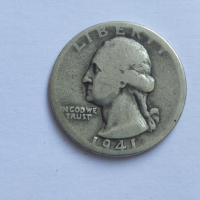 Сребърна Монета QUARTER DOLLAR 1941, снимка 2 - Нумизматика и бонистика - 36400917