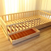 Детско легло Монтесори с решетки прегради МАСИВ, снимка 4 - Мебели за детската стая - 35965593