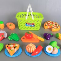 ✨ Детски комплект кошница с пица, плодове и зеленчуци за рязане , снимка 1 - Други - 44329780