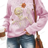 Дамски моден пуловер с принт на Halloween, 5цвята - 023, снимка 3 - Блузи с дълъг ръкав и пуловери - 41760477