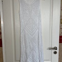 фабрично плетена  бяла дълга елегантна рокля миди midi дължина , снимка 2 - Рокли - 42677901