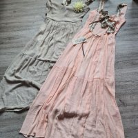 Нова колекция дълга рокля в розов цвят с гол гръб и брошка на намаление, снимка 4 - Рокли - 29180489