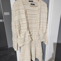 Zara L размер плетена ажурна рокля и жилетка, снимка 1 - Костюми - 41553263