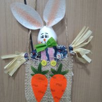 Великденски заек в канапена торба, снимка 3 - Декорация за дома - 36003815