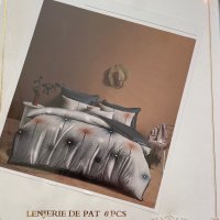 Комплект спално бельо, сатениран памук, 6 части, 200/230 см, снимка 2 - Спално бельо - 41767536