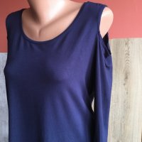 💙🧢Тъмно синя туника с отворени рамене,м/л➡️10 лв.🥼, снимка 1 - Блузи с дълъг ръкав и пуловери - 33887478