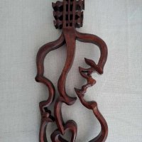 Цигулка на любовта  дърворезба, снимка 2 - Декорация за дома - 42598791