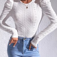 Дамска блуза в бяло с дълги бухнали ръкави, снимка 4 - Блузи с дълъг ръкав и пуловери - 44321233