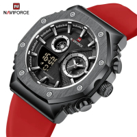 Мъжки часовник к9216с1 Naviforce red червена силиконова каишка, снимка 1 - Мъжки - 44686661