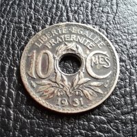 Стара монета 10 сантима 1931 г. Франция -топ !, снимка 3 - Нумизматика и бонистика - 42210955