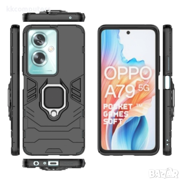 OPPO A79 5G Удароустойчив PC + TPU Finger Ring Калъф и Протектор, снимка 1