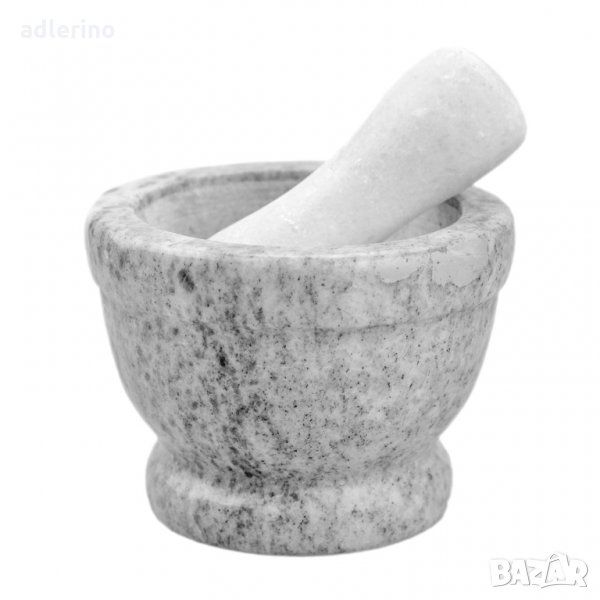 Гранитено хаванче XL, хаванче, кухненско хаванче с чукало, Д 14,5 см, светло сиво, снимка 1