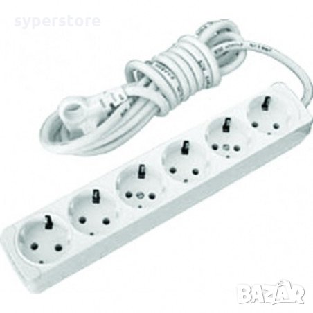 Разклонител 6 гнезда Digital One SP00225 Бял 5м. Кабел 220V, снимка 1