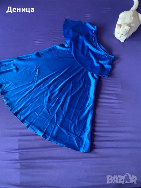 Официална синя рокля с едно рамо размер М, снимка 1