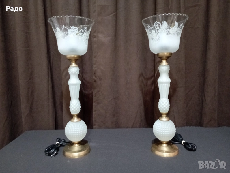 Комплект от две красиви старинни лампи - лампа, снимка 1