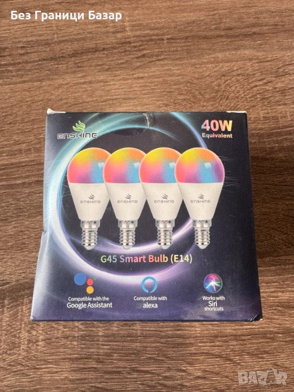 Нови 4 броя комплект Интелигентна LED крушка E14 RGB 40W с гласов контрол и приложение, снимка 1