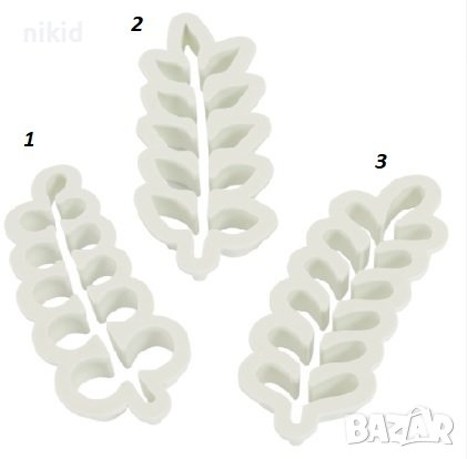 дълги листа клони клонки евкалипт зеленина пластмасови форми форма резец резци за фондан тесто , снимка 1