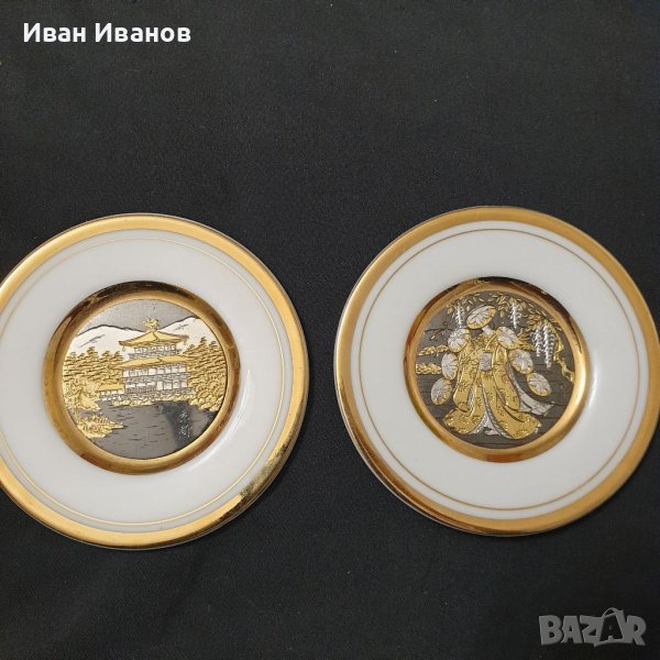 Мини колекционерска чиния The Art Of Chokin  гравирани с медно злато и сребро, снимка 1