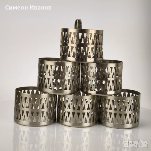 Стар комплект от 6 подстакани сервиз България #6124, снимка 1