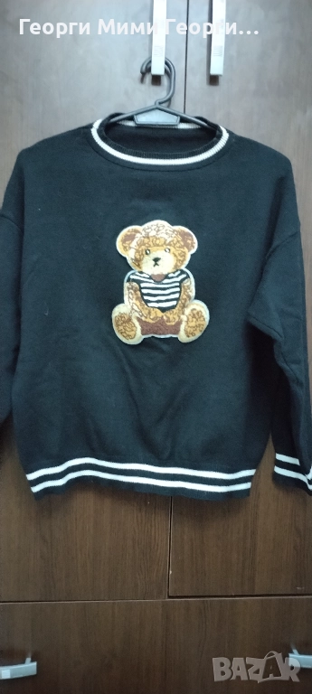 Дамски пуловер с мече., снимка 1