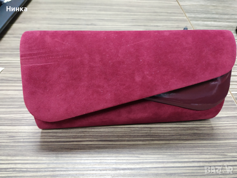 Клъч бордо велур и лак, снимка 1