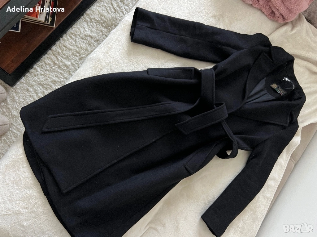 Палто Zara вълна черно, размер С, снимка 1