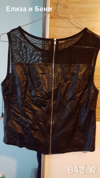 кожено бюстие с тюл и цип, снимка 1