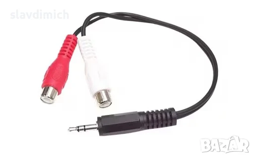 НОВ преходник 3.5 към 2RCA F аудио кабел, снимка 1