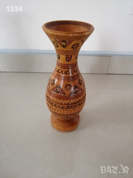 Дървена ваза 18 см. , снимка 1