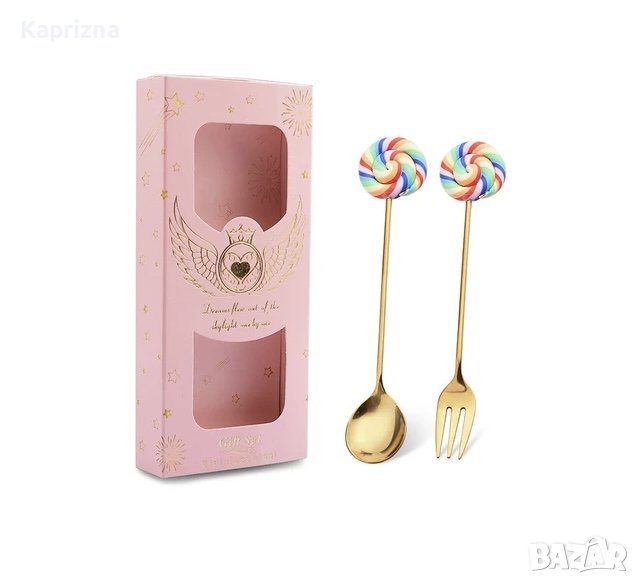 Комплект десертни лъжичка и виличка, снимка 1
