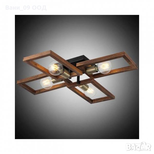 Уникална таванна лампа-дърво и метал, снимка 1