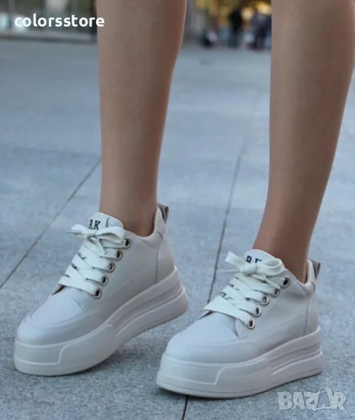 Кецове на платформа - бежова кожа - SDL90, снимка 1