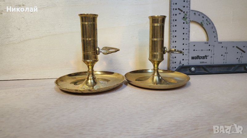 Стари,винтидж месингови свещници, Швеция, снимка 1