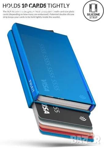 Изскачащ портфейл, държач за кредитни карти за мъже, RFID блокиращ мини метален калъф