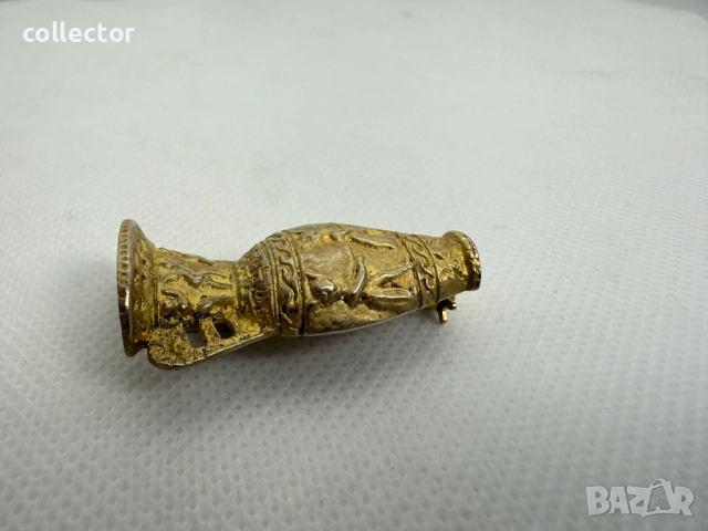 Сребърна брошка във формата на амфора / урна. №7594, снимка 5 - Колиета, медальони, синджири - 52318810