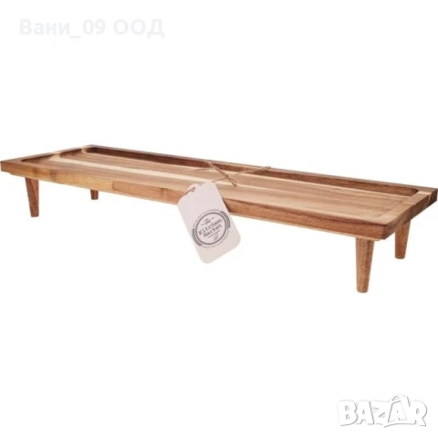 Акациев поднос за сервиране с крачета, снимка 2 - Аксесоари за кухня - 50747285