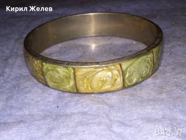 СТАРА ПОСРЕБРЕНА СТОМАНЕНА РЕТРО ГРИВНА ИНКРУСТИРАНА с РЪЧНО ШЛИФОВАН ЗЕЛЕН ЯСПИС 38319, снимка 9 - Антикварни и старинни предмети - 41148212