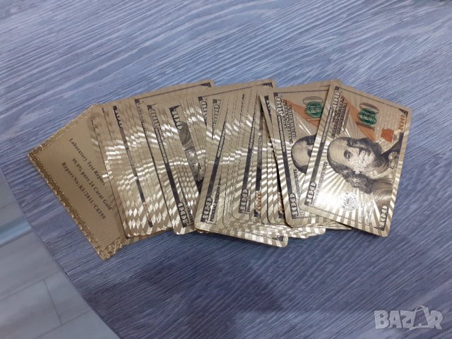 Позлатени - водоустойчиви Карти за игра на гърба с долари Gold Foil, снимка 8 - Карти за игра - 36028164